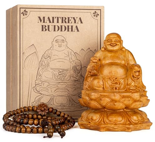 DAISYCRAFTVN Laughing Buddha Statue, Maitreya Happy Buddha for Home Decor, Small Indoor Buddha Statue for Good Luck & Prosperity, Buddha Decor Gift