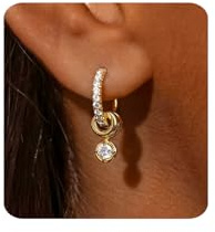 MUMREUES Boucles D'oreilles CréOles Femme Argent Zircone Cubique Boucles D'oreilles CréOles Pour femmes 14 Carats Or/Argent/Or Rose Pour Femmes Bijoux
