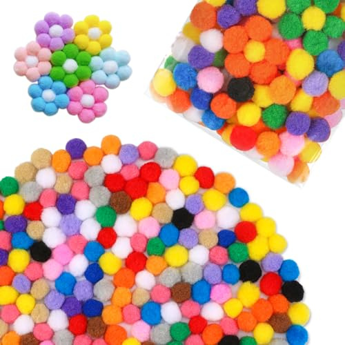 SUVSOON 200Pcs Pom Poms, 1 Inch Multicolor Pompoms for Crafting, Pom Poms Craft, Pom Pom Balls for DIY Arts Creative Decoration