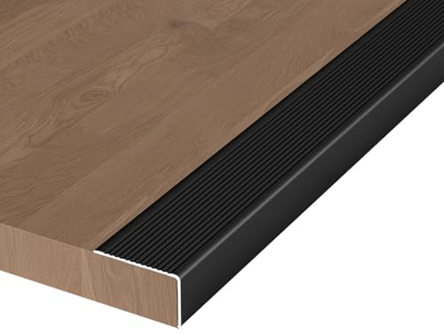 Strisce Antiscivolo per Gradini, Profilo per Bordo Scalas Profilo per Gradini, Larghezza 5 x Altezza 3 cm Profilo Angolare per Interni ed Esterni(Zwart,100cm/40in)