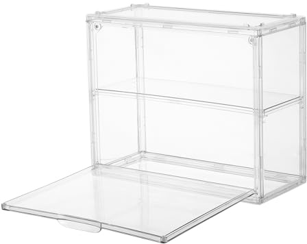 Hohopeti Vitrine Acrylique Transparente Double Couche 27X22X12 CM pour Maquettes de Voitures et Avions Boîte Murale de Rangement 1 Séparation Amovible Socle D’Exposition Empilable pour