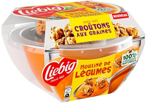 LIEBIG - Soupe Mouliné de Légumes à la Carotte avec Croûtons aux Graines - le pot de 320g - Le Lot De 4