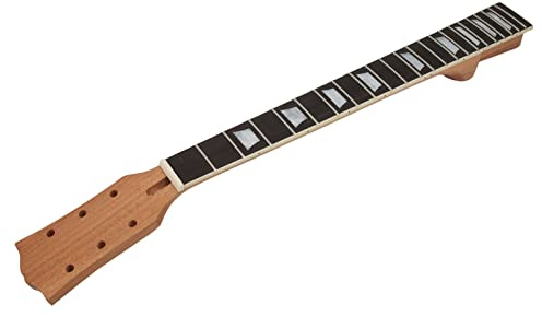 Naroote Mástil de Guitarra Eléctrica de Madera, 22 Trastes con Diapasón de Palisandro para Reemplazo de, Material de Caoba, Incrustaciones Trapezoidales, 1 Unidad