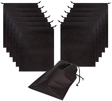 12 Pack Shoe Bags for Travel Non-Woven with Rope for Men and Women Large Shoes Pouch Storage Packing Organizers