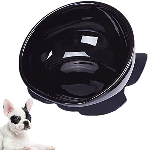 JYHY Ciotola per cani in ceramica per cani e gatti, a bocca larga, sterile, inclinata, con tappetino in gomma antiscivolo, colore nero, misura M (solo 1,5 tazze)