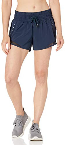 Amazon Essentials Short de Course tissé à Taille froncée pour Femme, Coupe Classique, Bleu Marine, Taille XS