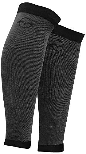 Rathmoor Merino Wool Compression Calf Sleeves (Black/Grey, Large/XL (14-19 / 36-48cm))