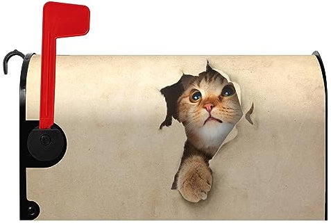 Dacawin Copertura magnetica per cassetta postale con gattino carino gattino decorativo copertura per cassetta postale dimensioni standard per giardino cortile 53 x 45 cm