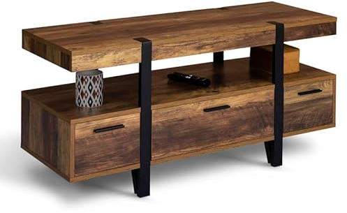 IDMarket - Meuble TV 113 cm Austria avec tiroirs Bois Pieds épingle