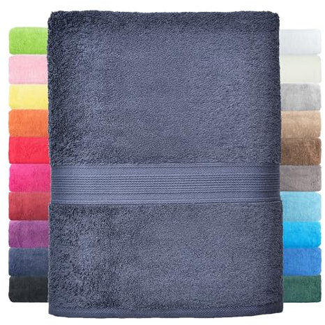 leevitex® Duschtuch 2er Set aus 100% Baumwolle, weich und saugstark | 500 g/m² | 70 x 140 cm | Navyblau