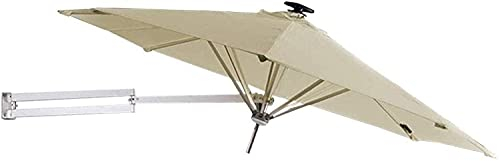 Garden Parasol,Sun Parasol Umbrella Garden Parasols 250cm Wall-Mounted with Solar LED Lights and Metal Pole, Outdoor Garden Patio Sunshade Umbrella with Tilt Adjustment