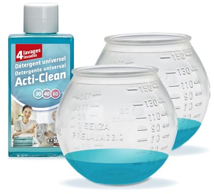 WIMEX Palline Dosatrici Ultra-Resistenti per Lavatrice – Set con Dispenser Detersivo ActiClean 50ml – Dosaggio Preciso, Plastica Durevole, 4 Lavaggi – Per Bucato Impeccabile, Eco-Friendly