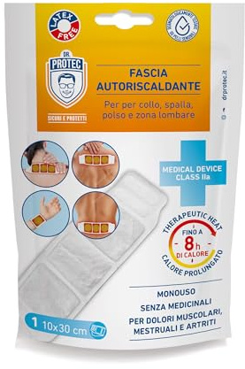 Dr. Protec, Fascia Autoriscaldante Adesiva, 10x30, 1 pezzo, Pelli Sensibili, Non Contiene Medicinali