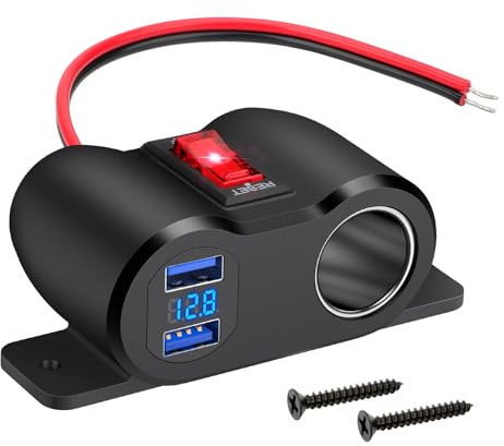 Linkstyle 180W Cigarette Lighter Socket Splitter, Dual 18W QC3.0 USB A Ports Car Charger Outlet for 12V/24V Car RV Boat