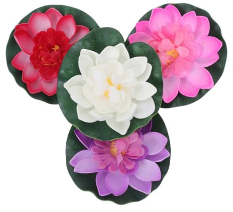 Toddmomy 4 Stück Künstlich Seerose, Schwimmende Blumen, Simulation Lotusblume aus Schaumstoff Decor, Schwimmende Lotusblumen, für Fischteich Teichbecken Wasserdekoration
