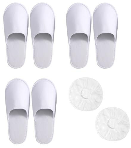 Cutiolly Einweg Pantoffeln,3Paar Rutschfeste Einweg Hausschuhe,Hotelslipper,Gästehausschuhe,Weiße Hausschuhe Hotelslipper,Einweg Pantoffeln Spa,für Hotelgäste und Spa