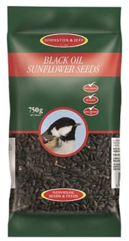 Johnston & Jeff 750g Black Oil Sunflower Seeds Premium Wild Bird Food Wildlife Seed