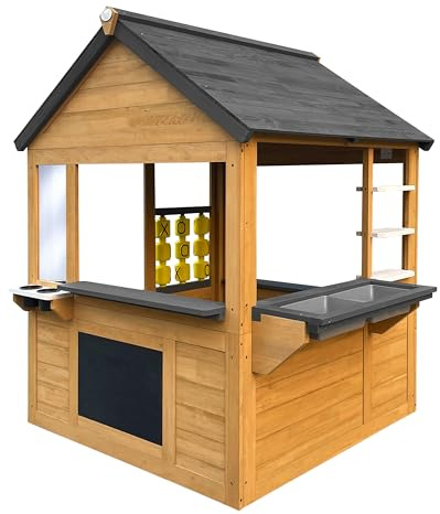 AXI Lynn Maisonnette en Bois, Marron/Anthracite | Maisonnette de Jardin pour l'extérieur, Bois de pruche FSC 100% | Maison de Jeux avec Cuisine pour Enfants