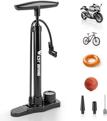 LINGHUANG Fahrradpumpe alle Ventile, Luftpumpe Fahrrad mit 160PSI Hochdruck Manometer und Adapter, Standluftpumpe für Schrader und Presta Ventile, Fahrrad Pumpe für Rennrad, MTB, E Bike, Ball