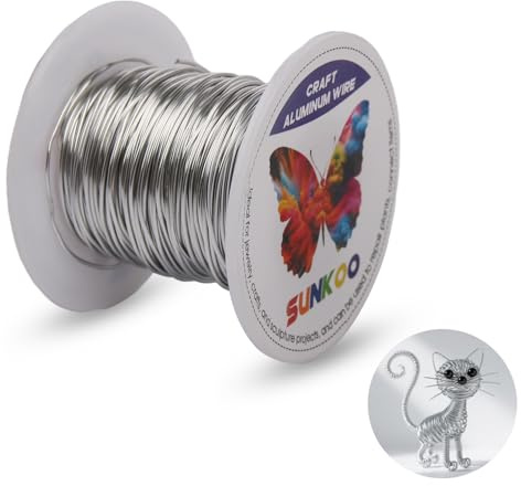 Sunkoo 20 Gauge 0.8mm Silver Aluminium Craft Wire,98.4Ft Bendable Wire for Jewellery Making, Sculpting, Floristry, Armature, Wrapping & Modelling Projects