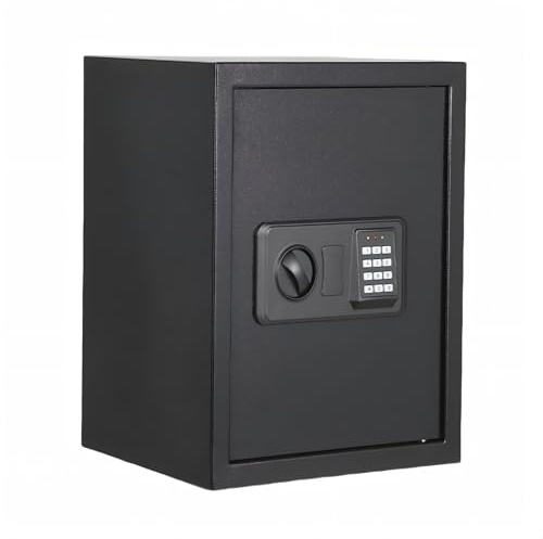 Garvee Caja fuerte de 45 litros con código numérico, llaves y bolsa ignífuga, caja fuerte para casa/hotel, alarma, estante ajustable, caja fuerte para hotel, dinero en efectivo, joyas y documentos