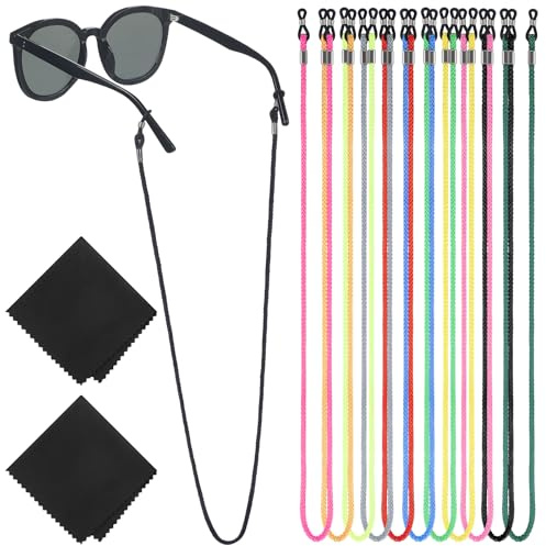 Eboot 12 Pieces Eyeglasses String Holder Strap Cord Colorful Sunglasses Strap Around Neck Lanyard Holder with Glasses Cloth