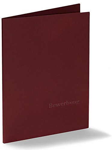 Fünf 3-teilige Bewerbungsmappen Executive Effect-Plus - Bordeaux-Rot - mit Prägung: Bewerbung // ECHTE PREMIUM QUALITÄT! Handgefertigt aus Deutschland // Luxus Mappe Bewerben Rot Edel