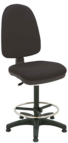 La Silla de Claudia Torino | Taburete Ergonomico para Trabajo o Estudio | Silla Escritorio sin Ruedas | Taburete Alto con Respaldo Sin Reposabrazos | Aro Reposapiés Cromado Regulable | Negro