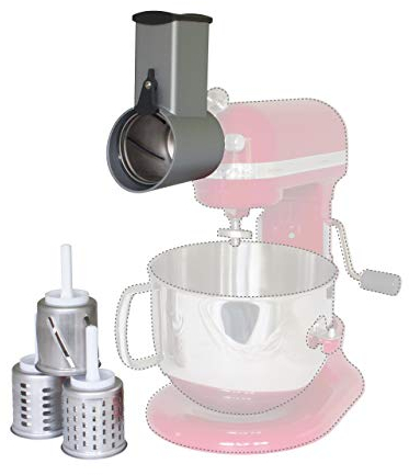 MESSERSCHMIDT Gemüseschneider KitchenAid Metall MVSA mit Zusatztrommeln Set EMVSC, 6 Reibe-Trommeln aus Edel-Stahl