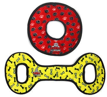 TUFFY - World's Tuffest Soft Dog Toy - NO Stuff Ring - Squeakers - Multiple Layers. Made Durable, Strong & Tough. Interactive Play (Tug, Toss & Fetch). Machine Washable & Floats (Combo Pack)