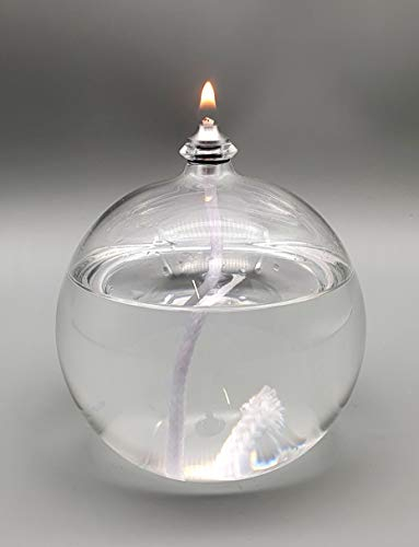 CLEARCRAFT 9cm diameter hand blown glass ball oil candle lamp for use with odourless lamp oil