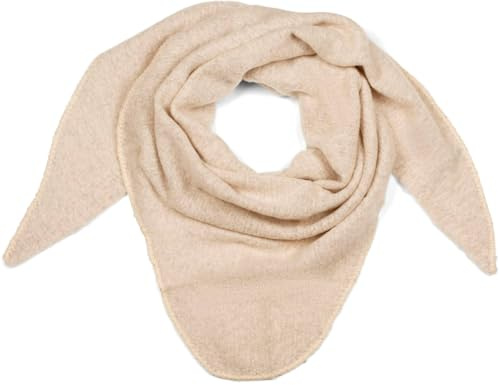 styleBREAKER Écharpe triangulaire tricotée pour femme, grande, unie et chinée | Douce et chaude pour l'hiver | Écharpe tricotée en viscose et laine pour des looks douillets., Beige