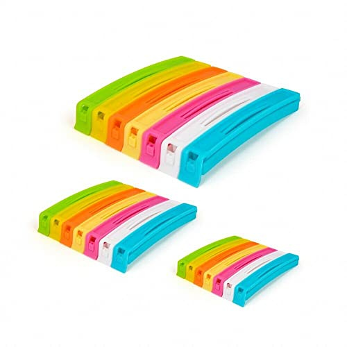 Lot de 21 clips de rangement pour sacs alimentaires, congélateur, réfrigérateur, multicolore, tailles assorties