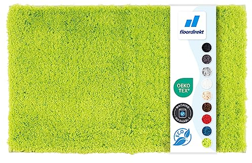 Floordirekt Badematte Sky - Badezimmerteppich - Weicher, dichter Hochflor - Rutschhemmend & Schnell trocknend - Geeignet für Fußbodenheizung - Eckig & Rund (50 x 60 cm, Apfelgrün)