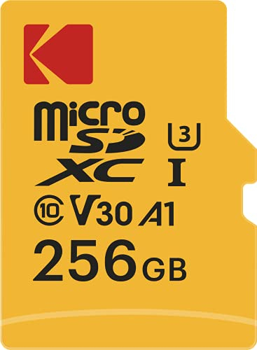 Kodak - Tarjeta Micro SD de 256 GB UHS-I U3 V30 A1 microSDHC/XC - Tarjeta de Memoria Micro SD - Velocidad de Lectura 95MB/s MAX - Velocidad de Escritura 85MB/s MAX - Almacenamiento Adicional de