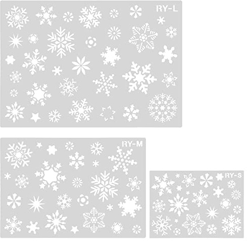 3 st Jul Snöflinga Schabloner, Jul Schabloner Mall Återanvändbar Snöflinga Stenciler Julmålningsmall Juldekorationsschabloner för Målning På Trä Julhantverk Kort Fönster Vägg (3 Storlekar)