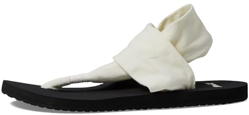 Sanuk Yoga-Schlinge für Damen, Sandalen für Damen, Yoga-Sandalen für Damen, Memory-Schaum-Fußbett, Zwei-Wege-Stretch-Obermaterial, Weiß, Schwarz, 41 EU