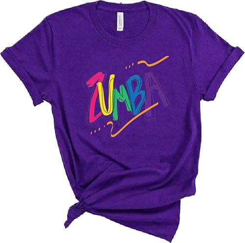 Zumba Athletic Mangas Cortas Gráfico Impreso Camiseta Dance Workout Top Casual tee para Mujeres Slim Fit