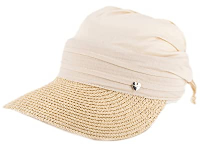 HAT YOU Baumwoll Sommerhut, Damen Sun Visor Hut, verstellbar, Farbe:Natur