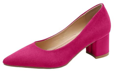 Oanviso Femme Bout Carré Escarpins Elegant Bloc Petit Talon Bout Fermé À Enfiler Pumps de Mariage à Talon Chaton Chaussures Pointues Sexy Epais Talon Haut A Rose Rouge 43 EU