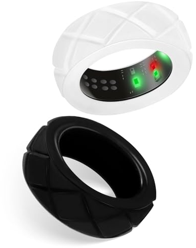 2pz di Copertura per Anello in Silicone per Oura Ring Gen 3 Protector, Copertura Protettiva Elastica per Anello Intelligente Copertura per Anello in Silicone per Allenarsi in Bianco e Nero(Taglia S)