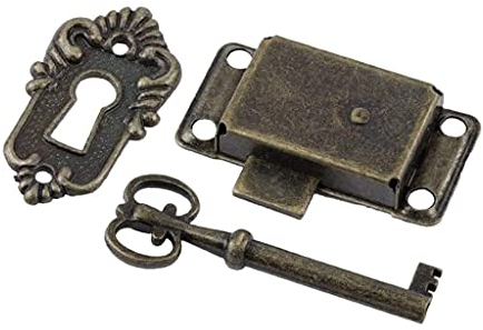 Serrure de tiroir en fer antique, style vintage, avec clé, accessoires décoratifs pour meubles en bois pour boîte à bijoux, cabine, serrures décoratives pour meubles