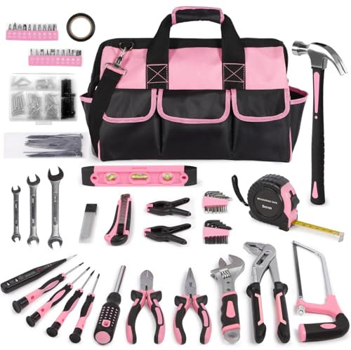Tool Kit,220 Pcs Tool Kits for Home with Tool Storage Bag, Tools Set for Beginner,Includes Spanner, Hammer, DIY Tools Kits for Garden/Office/House Repair