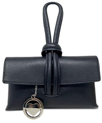 Chicca Borse Borsetta da donna in pelle, borsa a mano pochette (Nero)