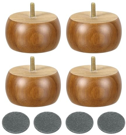 sourcing map 4Pcs Wood Furniture Leg, 1.97 Solid Wood Replacement Furniture Feet for Couch Sofa Cabinet,Light Brown