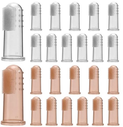 YSJCHEBS 24 Stück Baby-Fingerzahnbürsten, Transparente & Braune Silikon-Fingerzahnbürsten, Mundreinigung & -pflege für Babys, Handbetrieben, TOOTHBRUSH