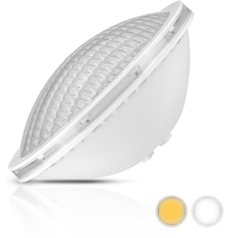 OSREE Projecteur Piscine LED PAR56 Subaquatique, 20W Ampoule Piscine Non dimmable 160lm, IP68 Étanche, PAR56 LED Lampe pour Piscines Liner et Béton, 12V AC/DC, Blanc Chaud