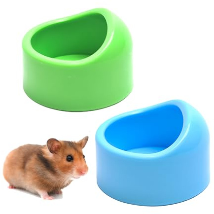 NAUZE 2Pieces Hamster Ceramic Feeding Bowls Blue Green Anti-Turning Food Dish Animal Cute Small Feeder for Small Pets Hamster Gerbil Hedgehog