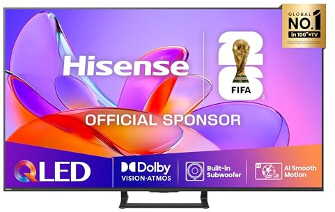 Hisense TV 50 QLED 4K 2025 50A72Q, Smart TV VIDAA U8, Dolby Vision, HDR 10+, Game Mode Plus, Dolby Atmos, Alexa Built-in, VIDAA Voice, Tuner DVB-T2/S2 HEVC 10, lativù 4K, 50''