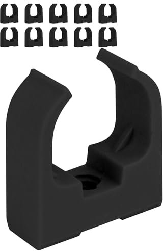 Boltza® Lot de 10 ou 50 clips de câble de selle pour conduit de 16 mm - Noir ou blanc - Montage à vis - Lot de 10 ou 50 (10, Noir)